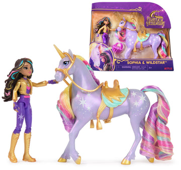 Unicorn Academy Dolls & Unicorn Toys Set, Sophia & Wildstar, 2 Accessories & Hair Tool, Ages 4+, Model 6066838, Plastic