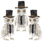 Dr.Dudu 3 Pack Halloween Skeleton Owl Decor, Life Size Animals Skeletons Plastic Skull Decorations Halloween Birds Figurines Dec