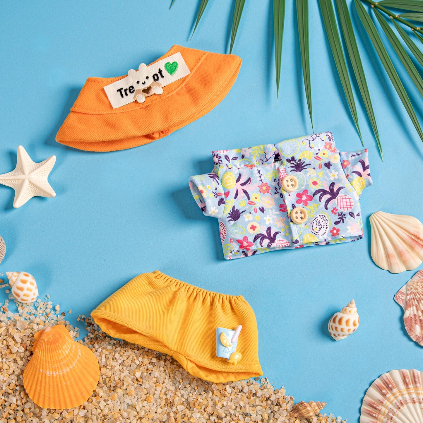 Clothes for 6.7in/17cm Doll  Set of 4 Cute Doll Accessories Includes Doll Hat+T-Shirt+Bib Pants+Shoes Set enhanced Fashion Outfit for Collectors Unique Gift (Style C2)