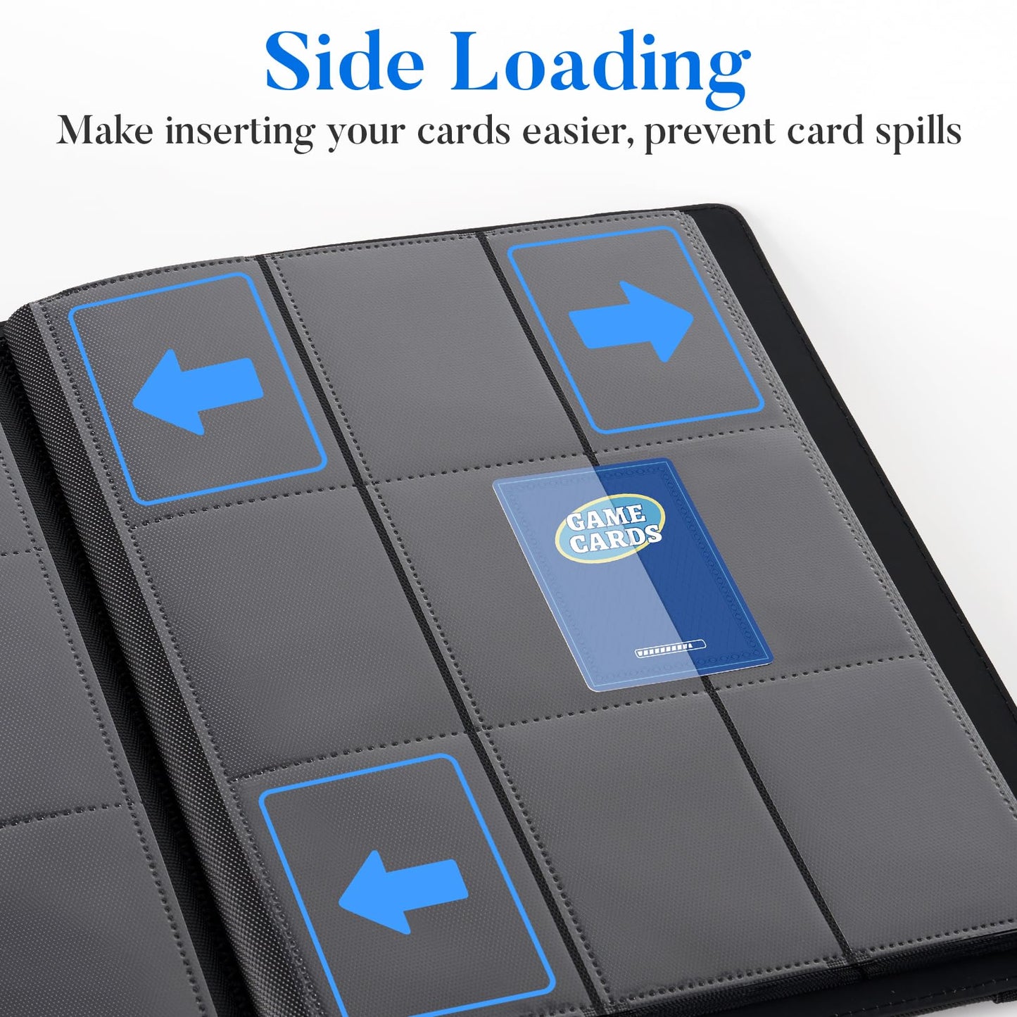 Fabmaker enhanced 9 Pocket PU Card Binder  Sturdy Album for 540 Cards & Trading Games  Sleek Folders for YuGiOh  MTG  TCG  Sports  Royal Blue