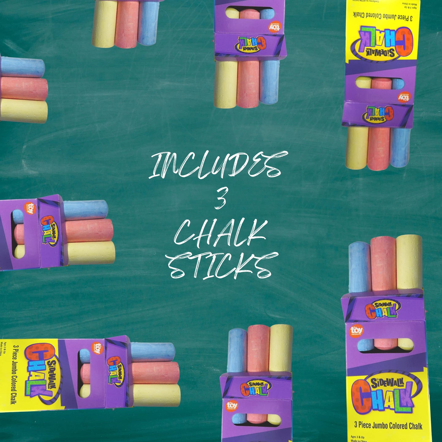 4Es Novelty Sidewalk Chalk Party Favors for Kids. 12 Boxes With 3 Jumbo Chalk In Each Box, Bulk Sidewalk Chalk Individual Packs