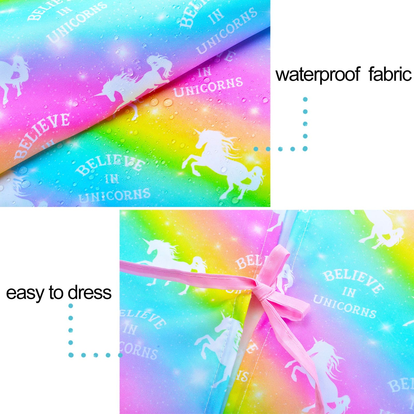 Fiodrimy Kids Art Smock Unicorn Painting Artist Apron Waterproof Paint Smocks Girls Boys Long Sleeve with Pocket for Child 8-12