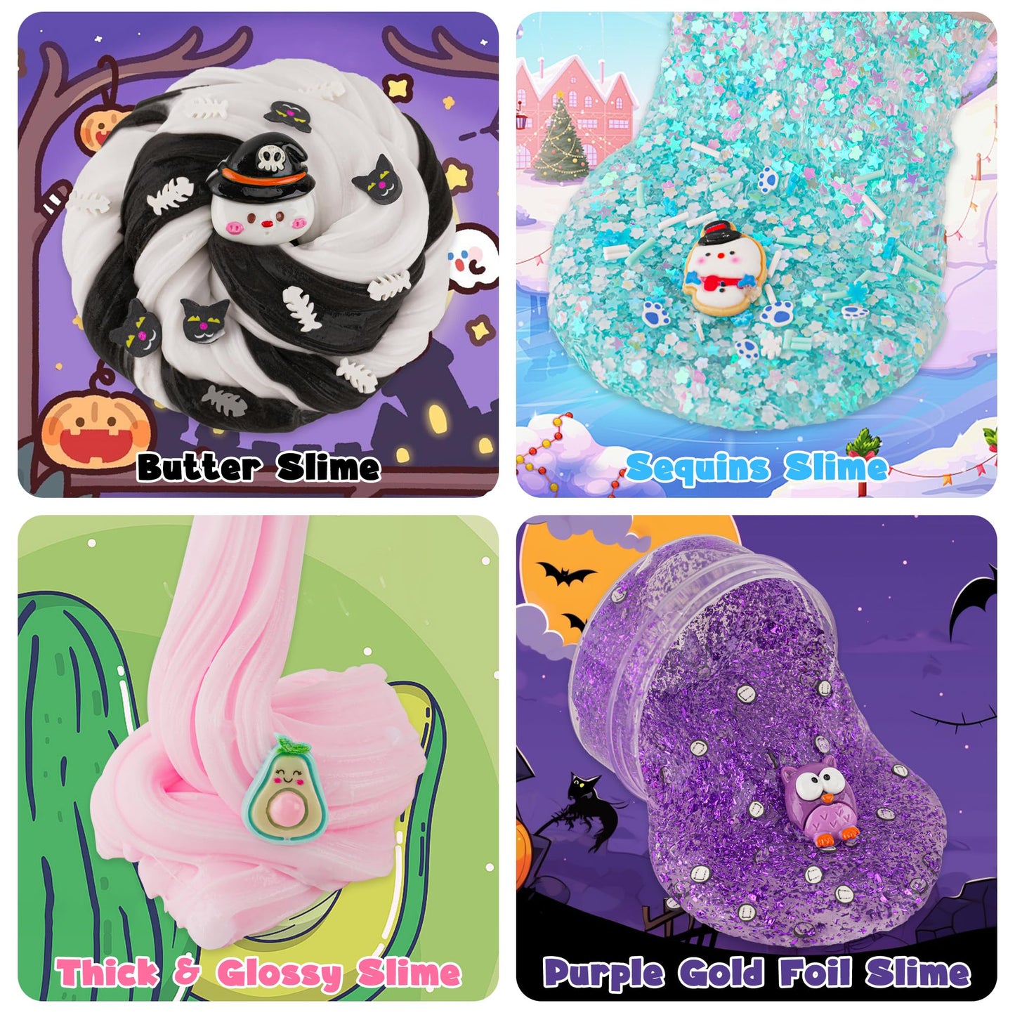 8 Pack Textures Slime Kit For Kids, Slime Variety Pack Different Textures, With Butter Slime, Snow Fizz Crunchy Slime & Jelly Cu