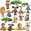 Sumind 12 Pieces Valentine'S Day Mini Stuffed Forest Animals Jungle Animal Plush Toys 4.8 Inch Cute Plush Elephant Lion Giraffe Tiger Plush For Animal Themed Parties Achievement(Standing)