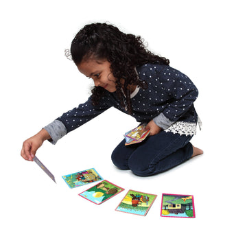 Eeboo: Animal Village Create A Story Pre-Literacy Cards, 36 Cards Included In The Set, Encourages Imagination, Creativity And Story-Telling, For Ages 3 And Up