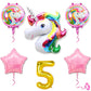 Mystic Toy Store 5Th Unicorn Balloons For Birthday Decoration Kit Pink White 5 Year Old Baby Boys Girls Kids 5 Pcs Unicorn Theme