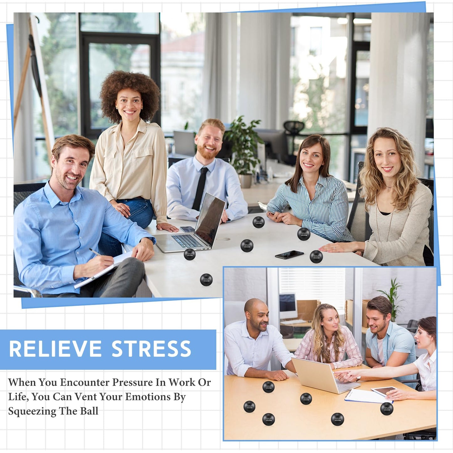 Lenwen 12 Pcs Employee Appreciation Gifts 2.5 Inch Motivational Stress Balls Inspirational Stress Relief Balls for mature-themed Relief Thank You Gift (Black Awesome)