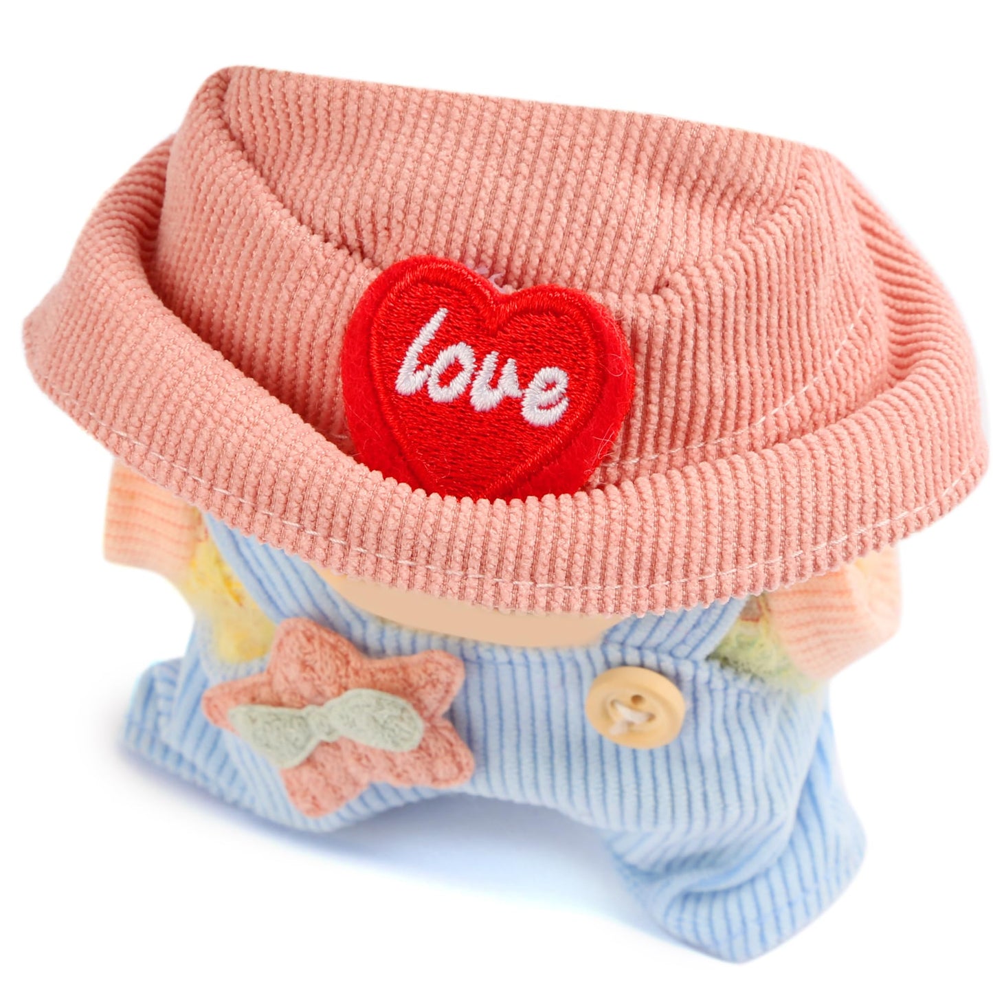 3-Piece Doll Clothes for 17cm Doll - Stylish Fisherman Hat Set  Kawaii Doll Outfits with Accessories for Collectors or Display - Light Blue Star (No Doll)