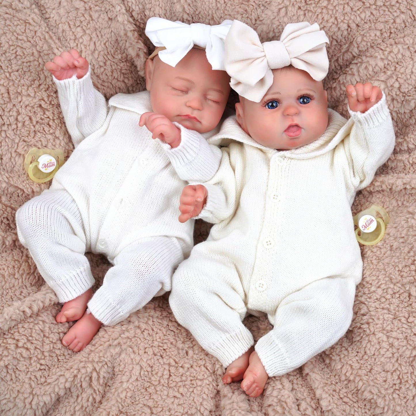 BABAESIDE Reborn Baby Dolls Twins, 20 Inch Realistic Baby Doll Girls Sleeping and Awake with Soft Body Baby Girl with Feeding To