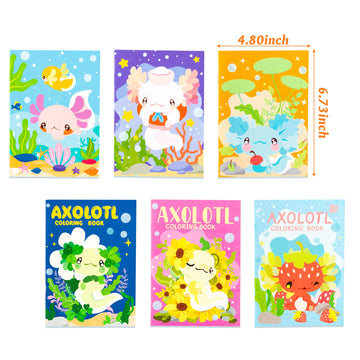 Dvbonike 24Pcs Axolotl Coloring Books Amphibian Theme Diy Art Booklet With Cool Drawing Patterns Birthday Party Favors Halloween