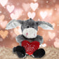 Dollibu I Love You Valentine Plush Itting Grey Donkey - Cute Stuffed Animal With Red Heart And Name Personalization Gift For Valentines Day, Birthday, Anniversary, Romantic Date - 9 Inches