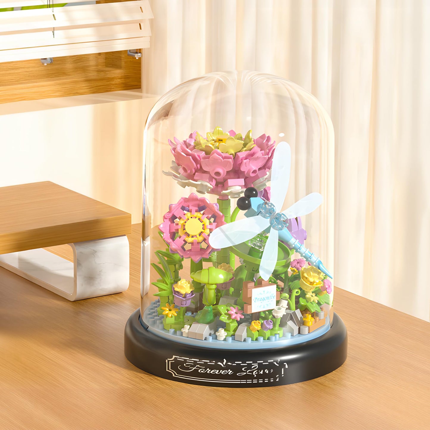 Hi-Reeke Flower Dragonfly Bouquet Building Block Set, Micro Mini Botanical Building Toy For Women-568 Pcs