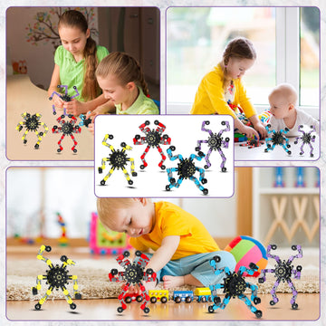 100 Pcs Funny Sensory Fidget Toy Bulk Transformable Chain Robot Finger Toys Fidget Spinners Stress Relief Fingertip Gyro Deforma