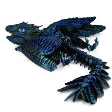 Guwewu Feathered Wyvern Dragon, 3D Printed Dragon, Articulated Dragon, Fidget Dragon, 3D Printed Toys, Desktop Pet (Azurewing)