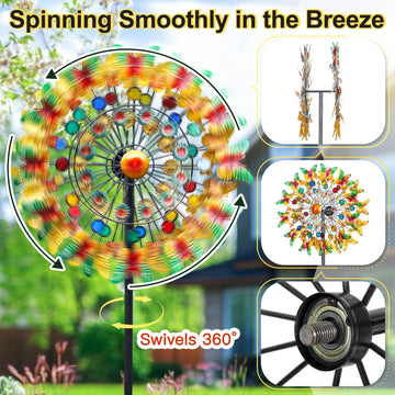 Lairander Butterfly Outdoor Wind Spinners, 84'' Large Garden Wind Spinner, Metal Yard Art Wind Sculptures & Spinners, Garden Dec
