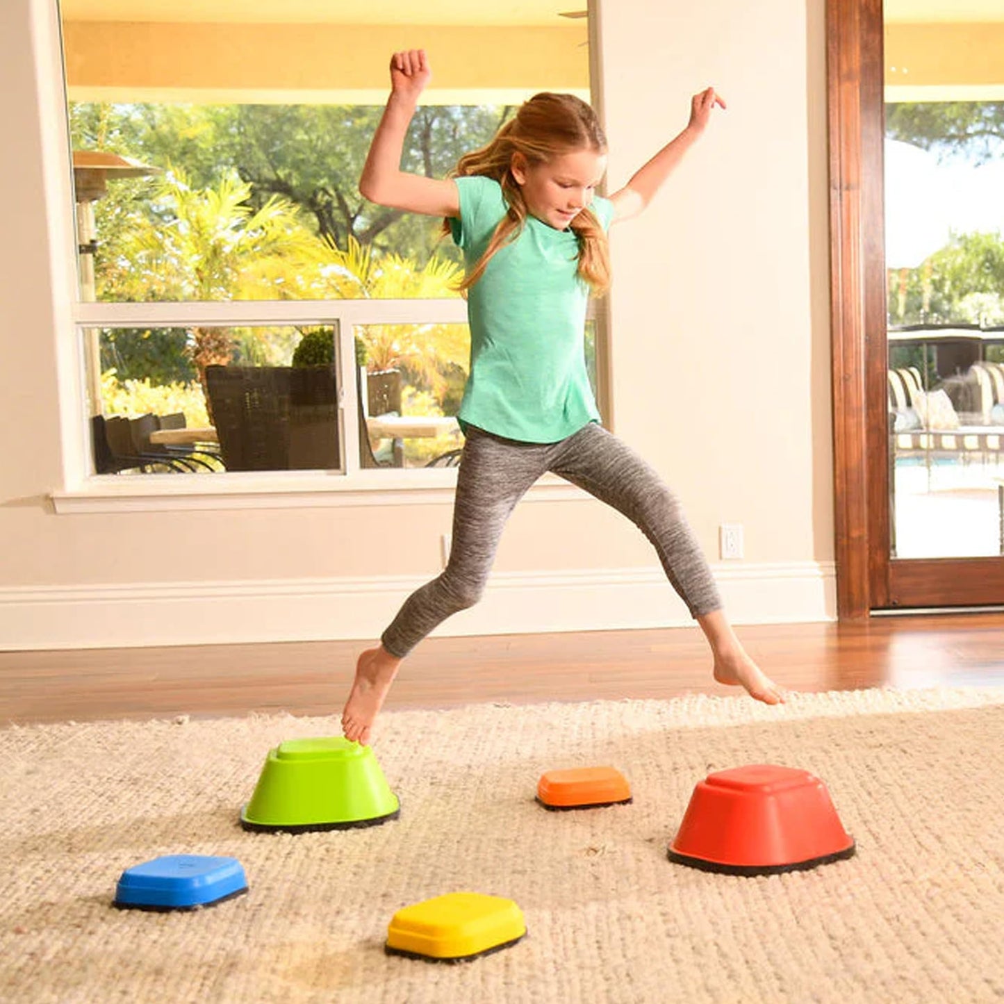 Playzone Balance Stepping Stones Obstacle Course For Kids Durable, Non-Slip Design Indoor And Outdoor Toys In 2 Fun Sizes, Set O