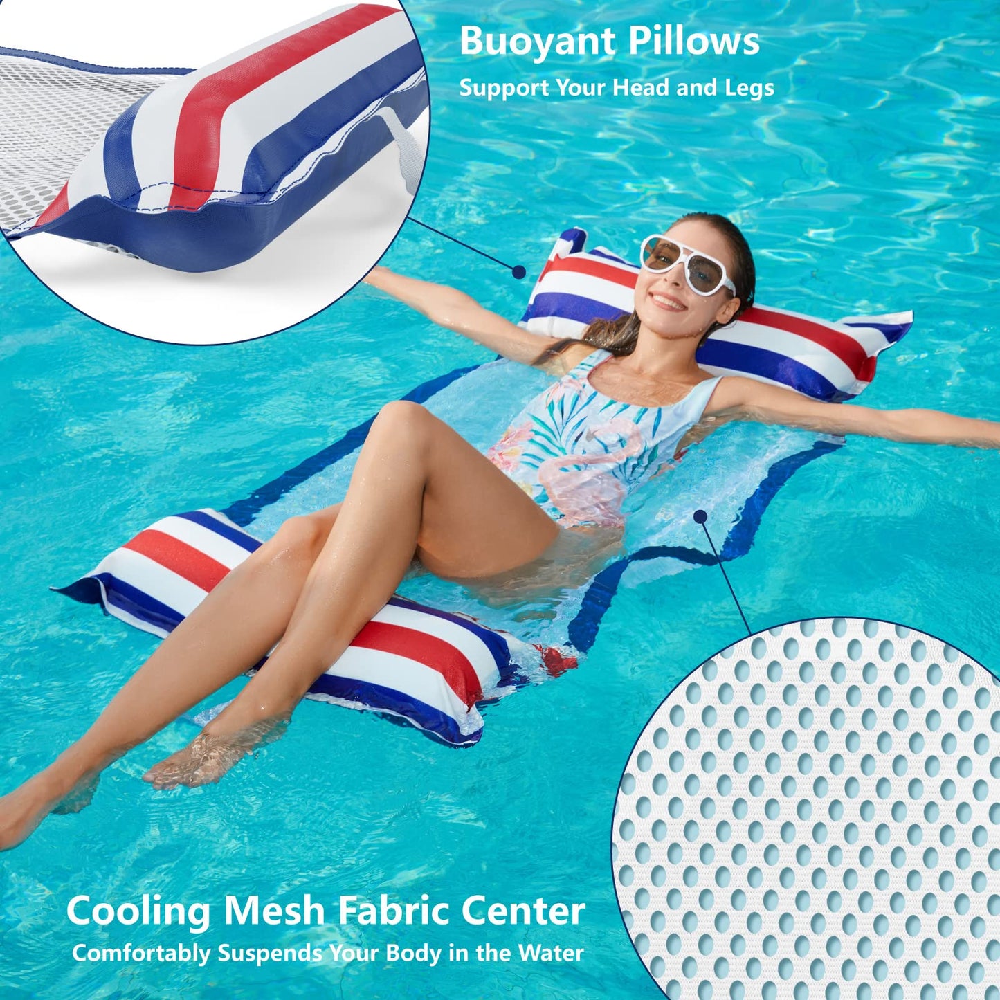 Jasonwell Inflatable Pool Hammock Float - 2 Pack, Vintage Grey, Multi-Purpose Water Loungers, Model JX-WH-4828A