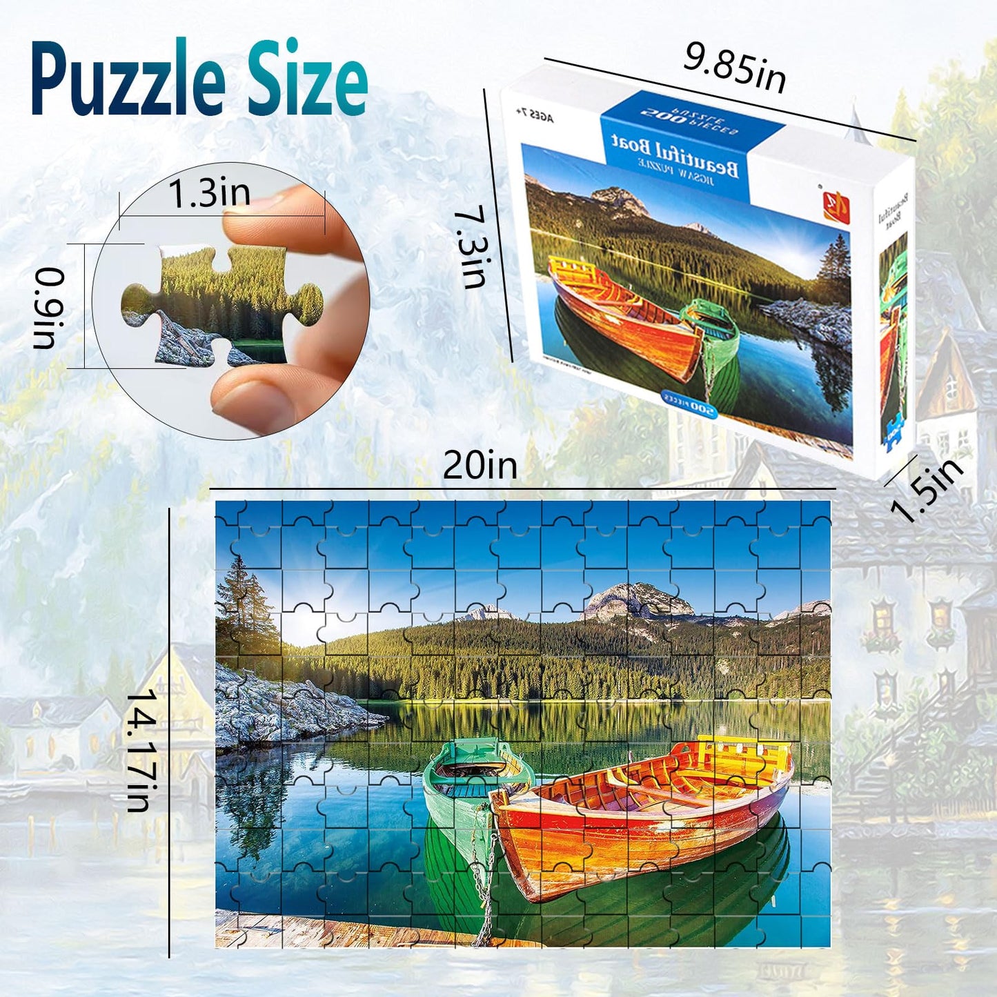 Diiopoty Puzzles for Adults Jigsaw Puzzles 500 Piece Boats Canoe at Wetland Moraine Lake Canoes for Family Fun Games Challenging