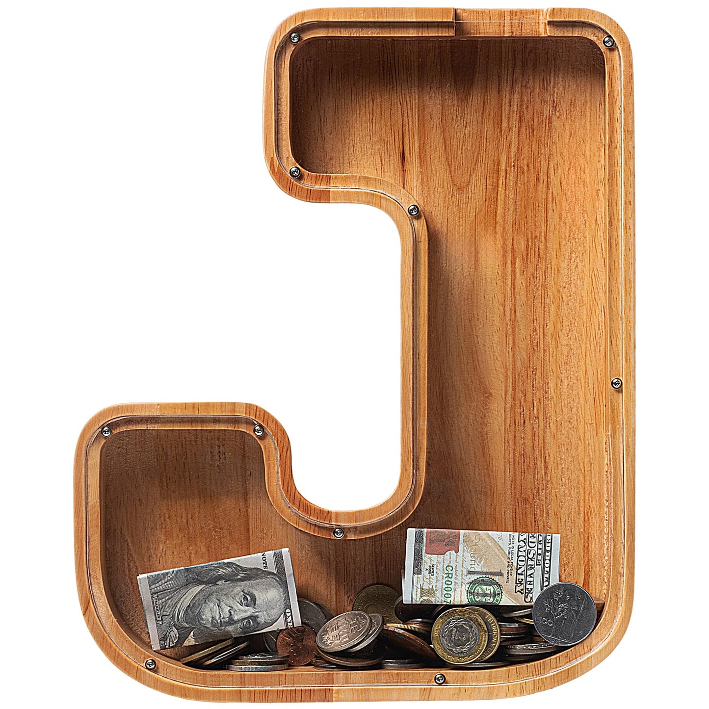 Sulevalt 12 Extra Large Wooden Letter Piggy Banks - Piggy Banks for Boys Girls Kids  Alphabet Money Banks with Initial J - Coin Banknote Bank Birthday/Christmas for Kids