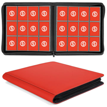 SMYV 12 Pocket Trading Card Binder  enhanced PU Cover Card Binder for 720 Cards  Ringless Side Loading Card Collection Album Folders for MTG  TCG  Game Cards & Sports Cards (Red)