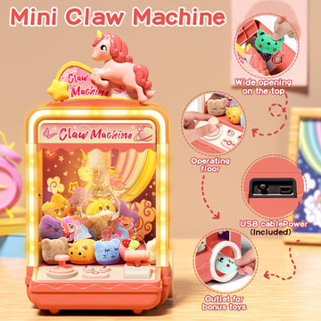 Aiqi 35 PCS Kids Claw Machine, Mini Candy Vending Grabber, Prize Dispenser Toys for Girls and Boys, Electronic Claw Game Machine