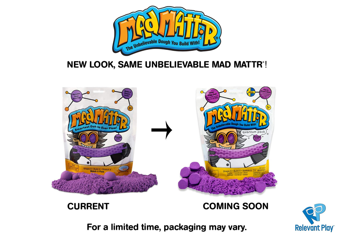 Mad Mattr Super-Soft Modelling Dough Compound That Never Dries Out By Relevant Play (Purple, 10Oz)