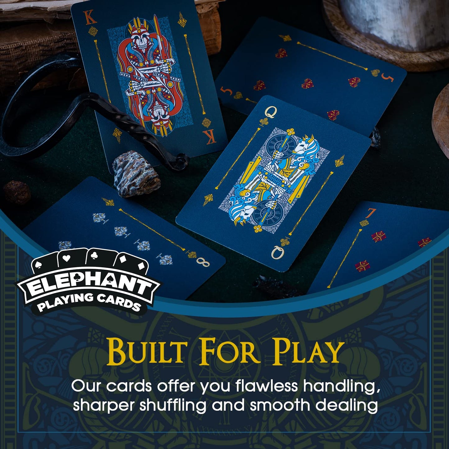 Infinitum Royal Blue & Gold Playing Cards  Deck of Cards with Free Card Game eBook  enhanced Card Deck  Cool game-style Cards  Unique Bright Colors for Kids & mature-themeds  Card Decks Games  Standard Size