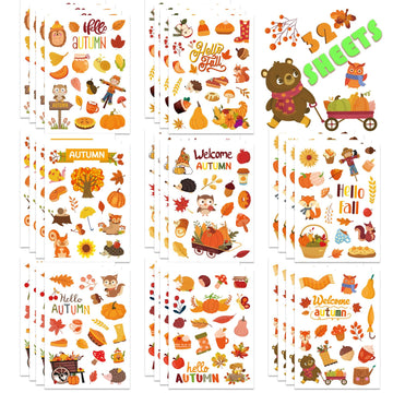 Fall Stickers Autumn Stickers 640Pcs Thanksgiving Stickers For Kids Thanksgiving Autumn Maple Leaves Decal Stickers Thanksgiving