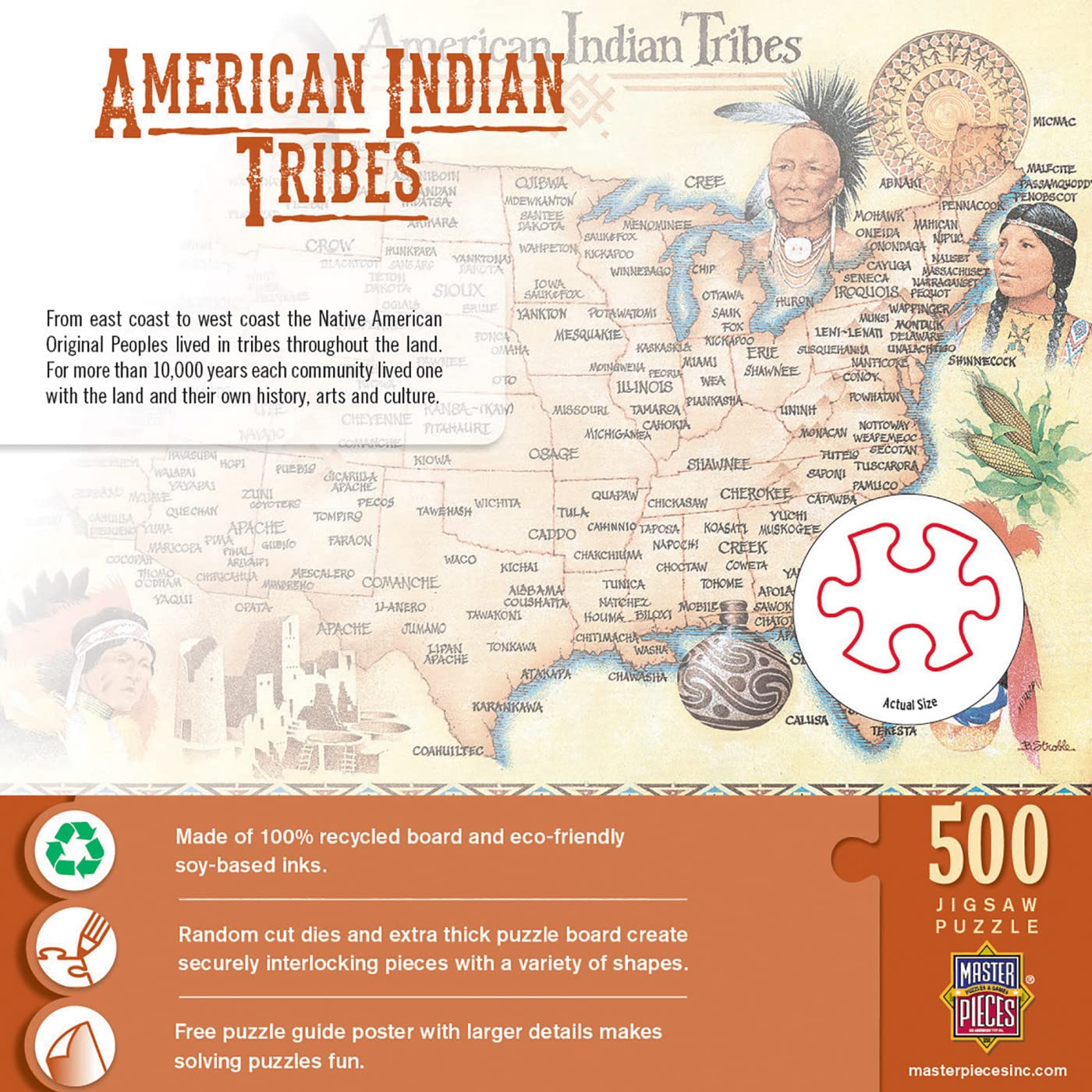 Masterpieces 550 Piece Jigsaw Puzzle For Adults, Family, Or Youth - American Indian Tribes - 18'X24'