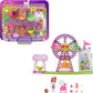 Polly Pocket Doll & Playset, Tropical Treats Carnival Food-Themed Toy Includes 3-Inch Doll, 1 Puppy, 10 Accessories & Spinning F