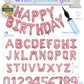 76Pcs Happy Birthday Balloon Banner, Rose Gold Balloons Letters, Personalized 16'' Mylar Foil Birthday Decorations Include 2 Set