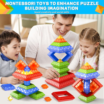 Doloowee 30 Pcs Montessori Toys Stacking Toys Building Blocks Leraning Toys For Toddlers 1-3 3-5 Girls Boys Gift Christmas Stocking Stuffers Preschool Educational