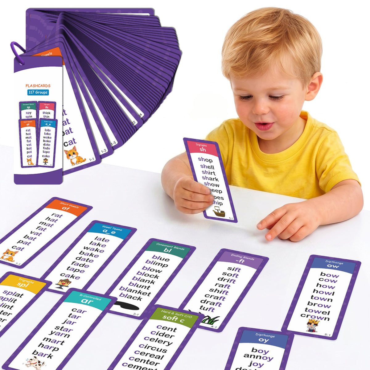 Mumma Mall Educational Phonics Words English 60 Flashcards For Kids Ages (38) Ideal For Homeschooling, Montessori & Classroom A