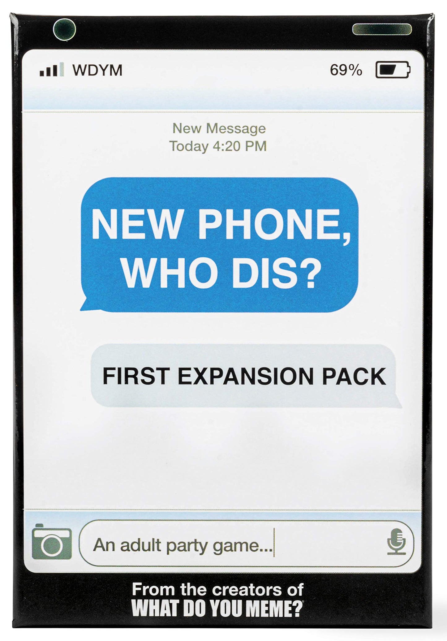 WHAT DO YOU MEME? New Phone, Who Dis? Expansion Pack - 45 Inbox & 135 Reply Cards - Medium - Blue - Model NPWDEXP310