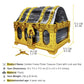 Kids Golden Frame Pirate Treasure Chest With Lock And Key, Treasures Collection Storage And Decorative Box For Kids Birthday Pir