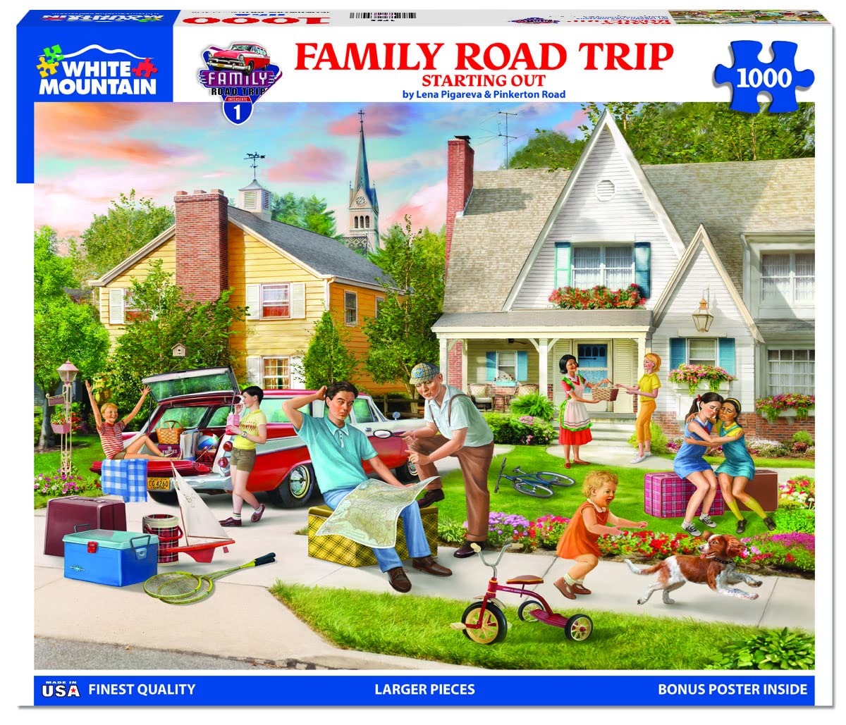 White Mountain Puzzles 1000 Piece Jigsaw Puzzle - Family Road Trip - Multicolor, 24" x 30", Engineered Wood, Model 1756PZ