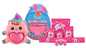 Rainbocorns Big Hair Surprise (Unicorn) By Zuru Cuddle Plush Stuffed Animal, 30+ Surprises, Collectible Baby Booboocorns, Hair Accessories, Charm Bracelets, Stickers, Ages 3+ (Unicorn)