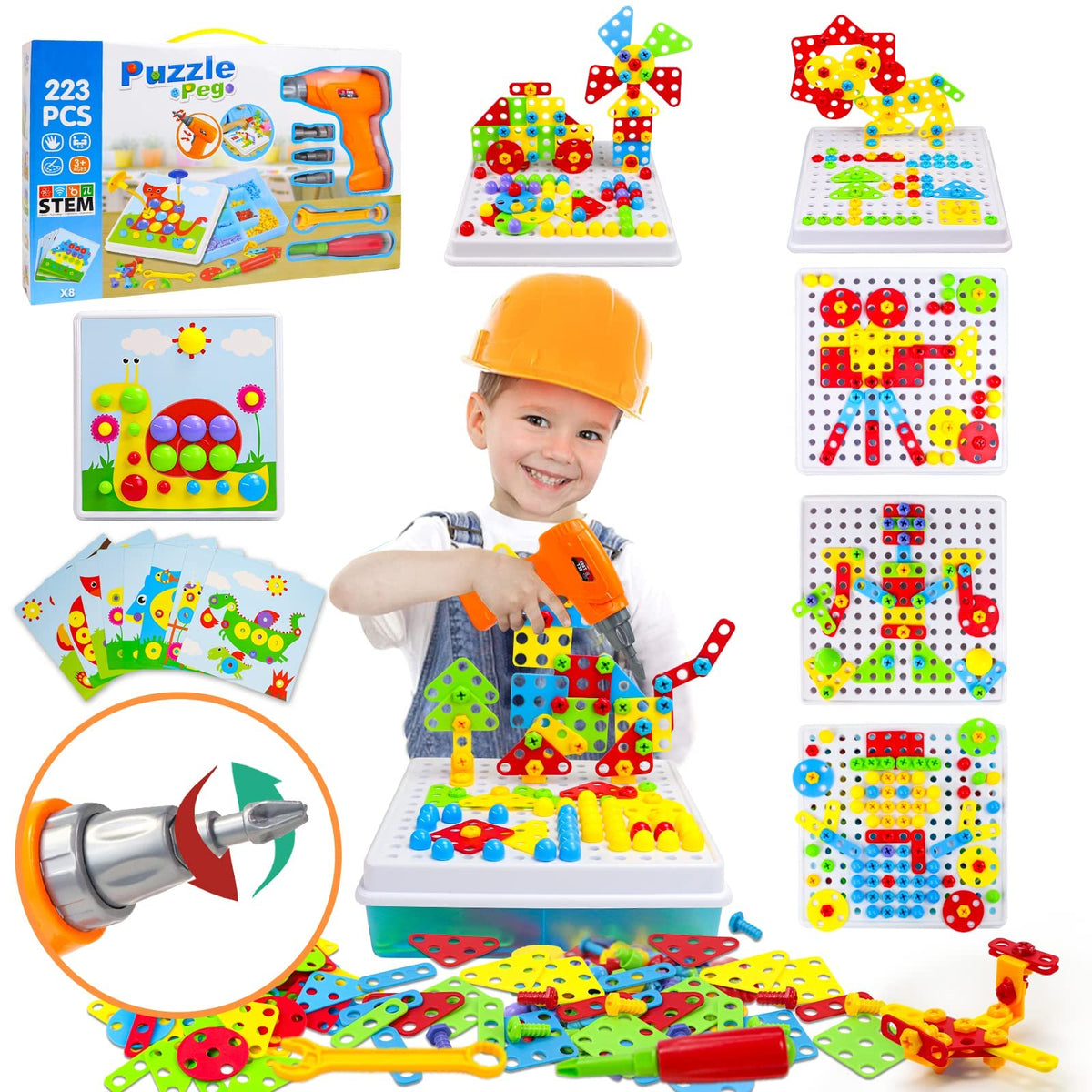 Kidstoysdaze 223 PCs Drill Set Drill Set Game for Kids Puzzle Game for Kids