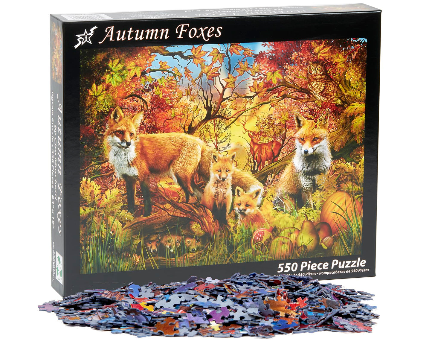 Vermont Christmas Company Autumn Foxes Jigsaw Puzzle 550 Piece