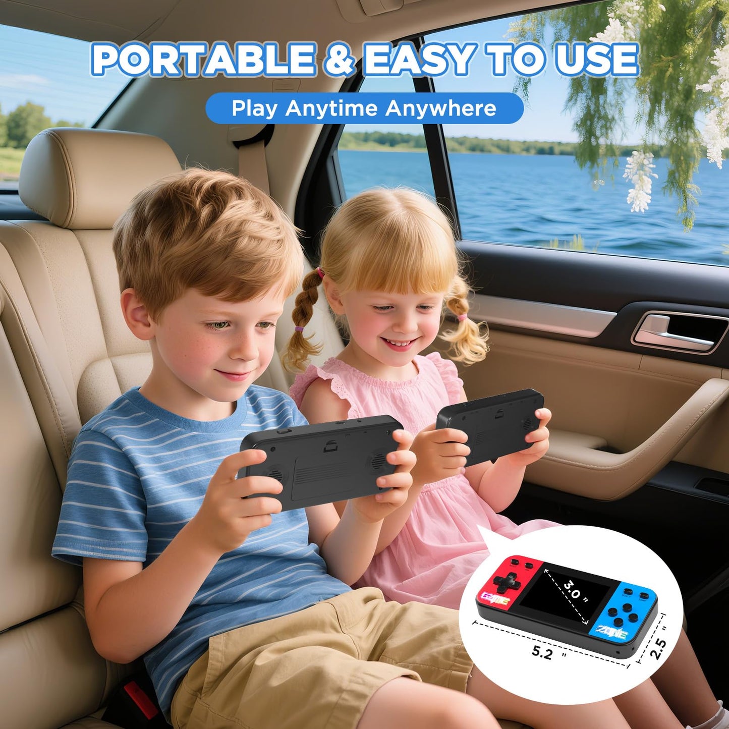 Handheld Game Console with 3.0 Inch LCD Screen, 240 Retro Classic Games, Rechargeable Battery Portable Mini Arcade - Electronic