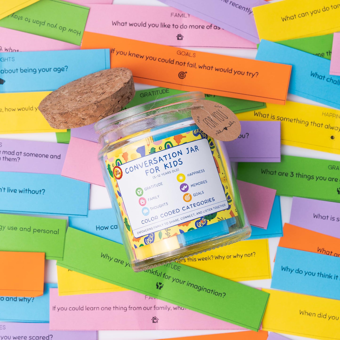 SOUTHLISA Conversation Cards for Kids - 150 Colored Table Topics for Family Fun, Easter Gifts, and Social Emotional Learning Skills