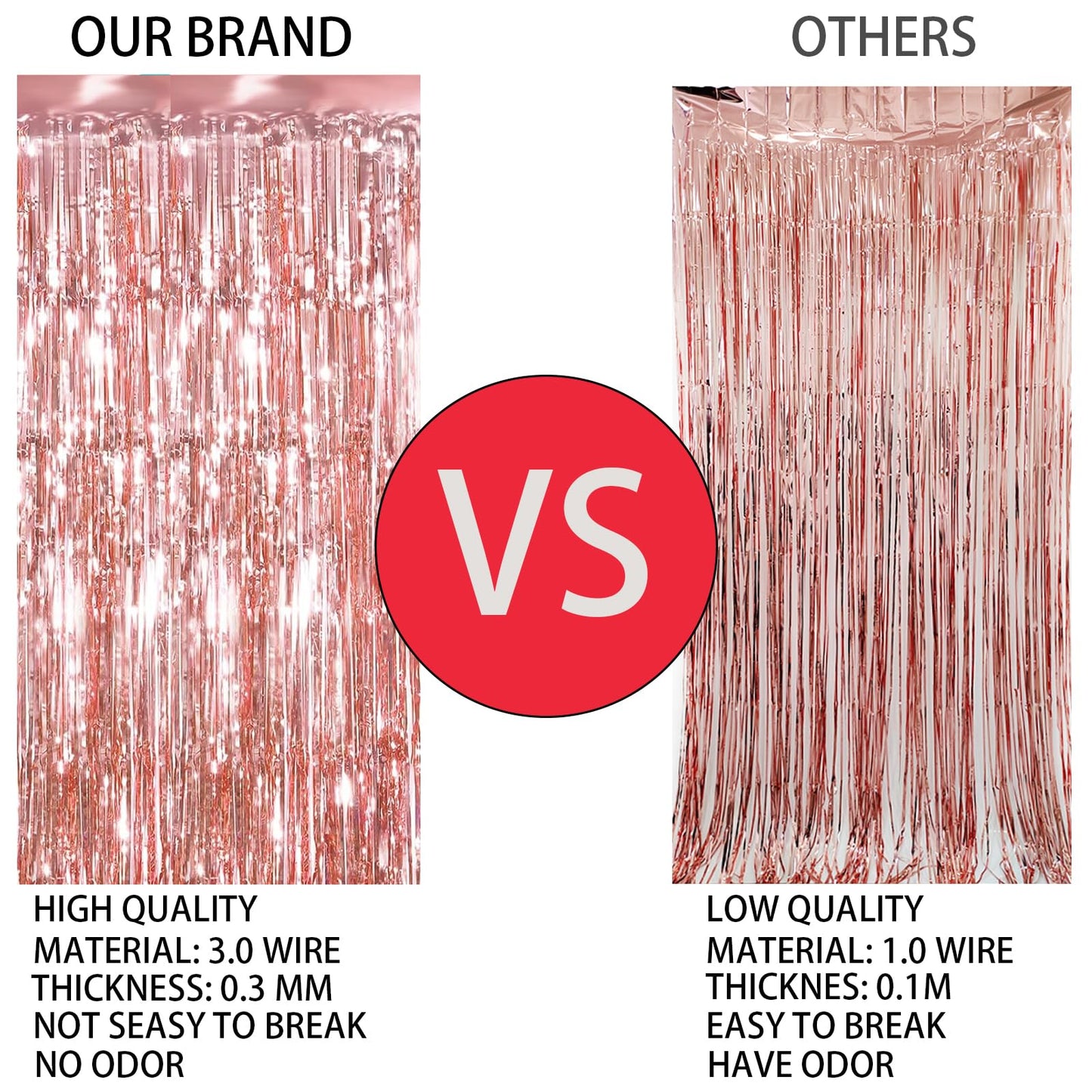 Keyali 3 Pack 3.3 * 8.3 ft Foil Curtain Metallic Tinsel Fringe Curtains Photo Booth Props Backdrop for Birthday Wedding Engageme