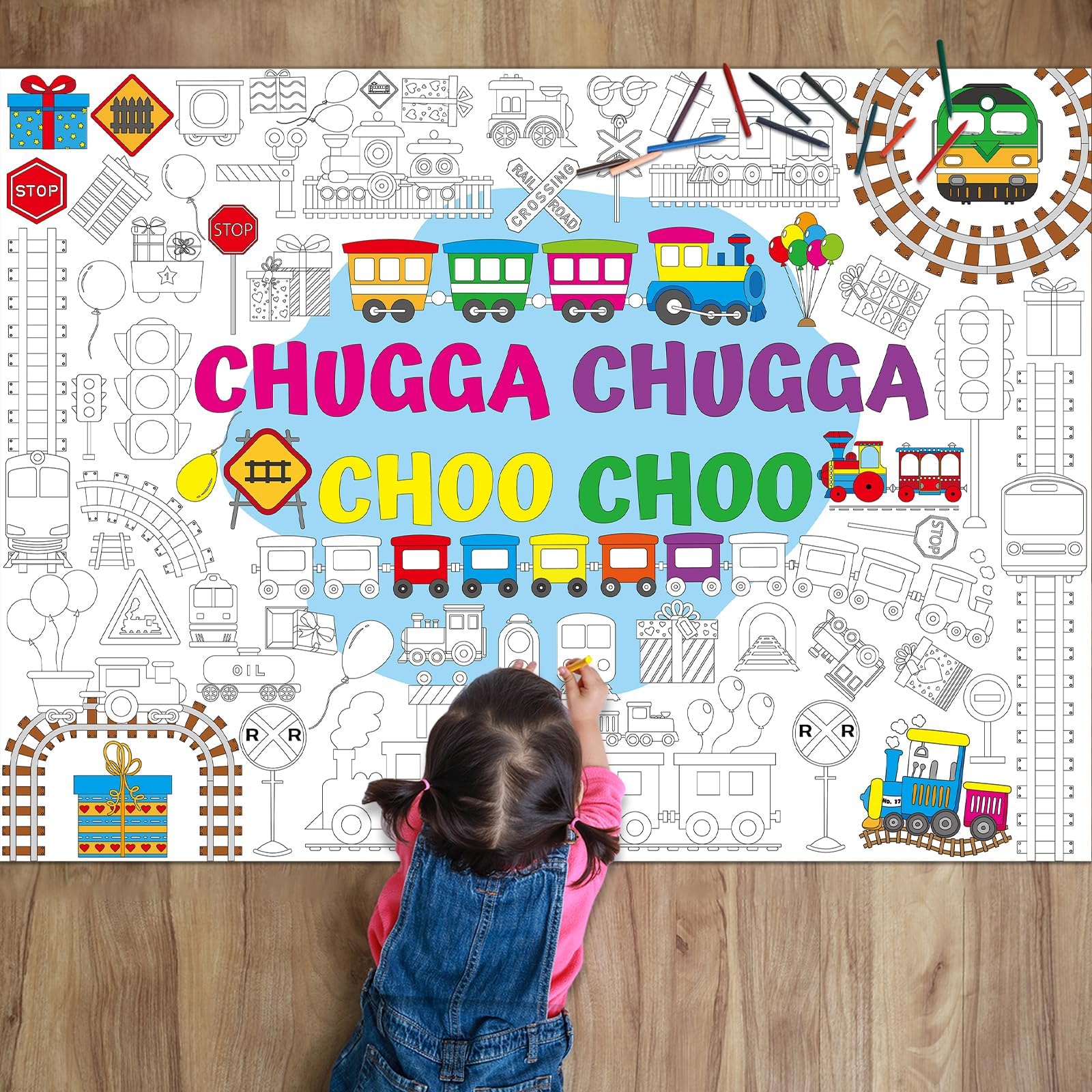 Train Coloring Poster For Kids Giant Transportation Trains Coloring Po ...