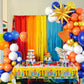 Blue And Orange Balloon Garland Arch Kit, Orange Navy Blue White Metallic Gold Balloons Decorations With Exploding Star Foil Bal