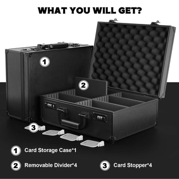 Kabinka Toploader Storage Box For 3'' X 4'' 35Pt Rigid Cards, Trading Card Storage Box With Combination Lock, Top Loader Storage