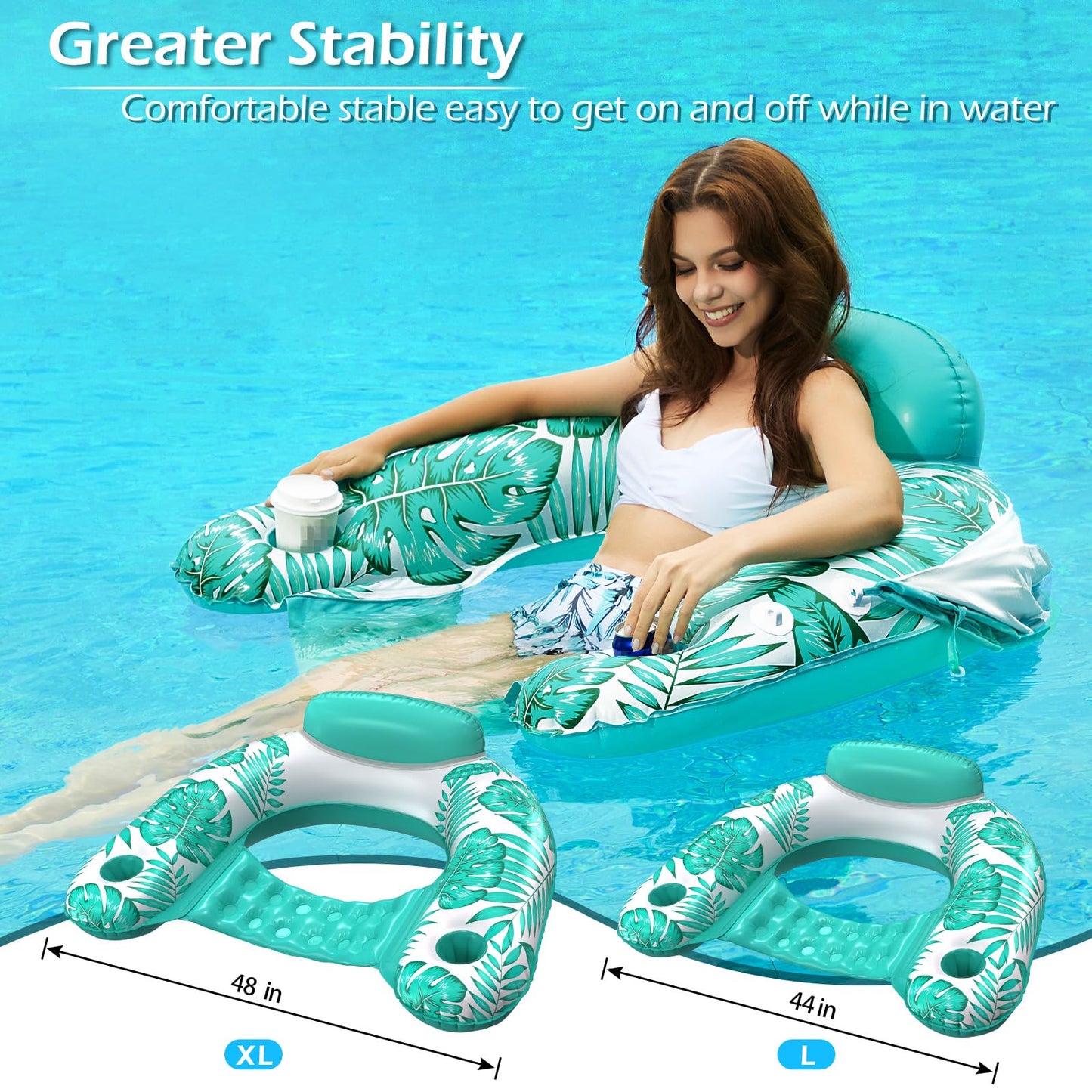 Jasonwell Pool Float with Canopy - Inflatable Pool Floaties mature-themed Floating Pool Chair Lounge Floats for Swimming Pool Water Chair Pool Lounger with Cup Holders Pool Toy Party Floaty for mature-themeds