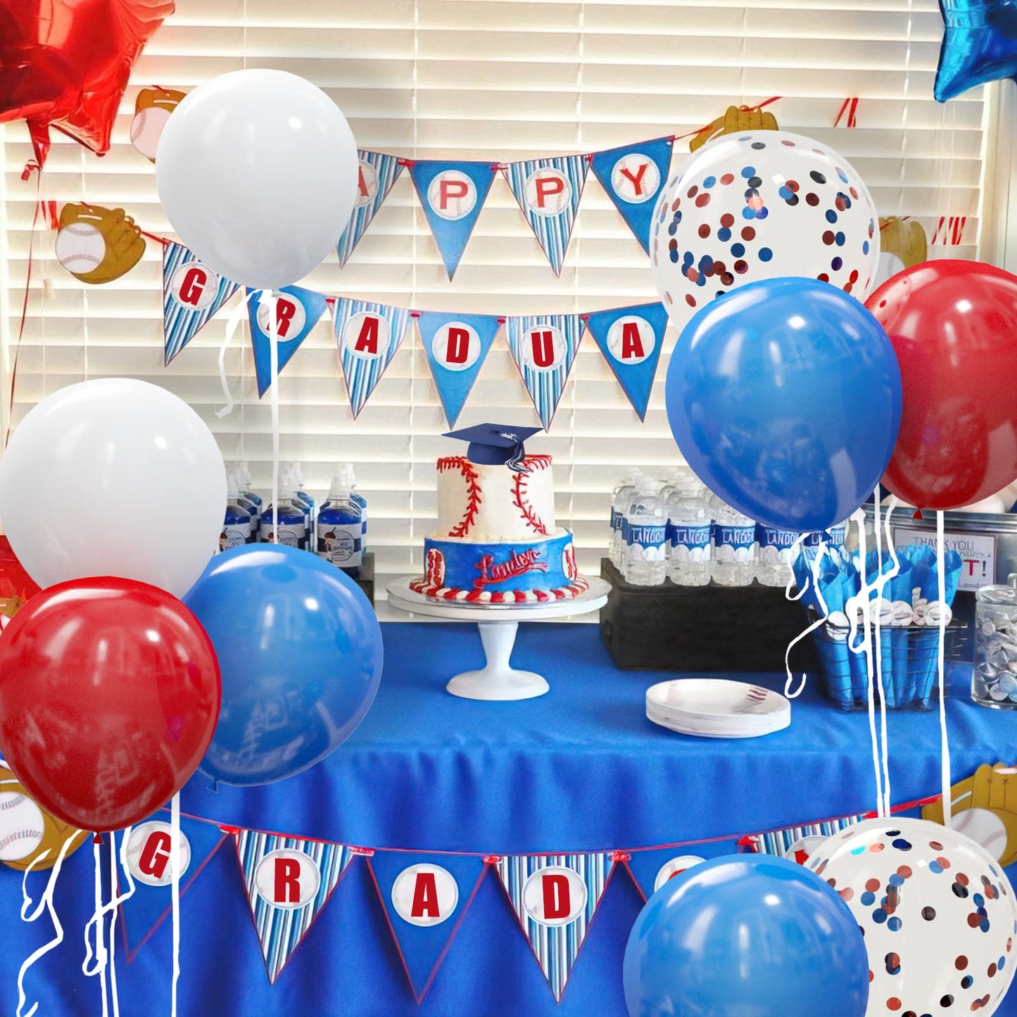 62Pcs Red White And Blue Balloons Kit - 12 Inches Red White Blue Confetti Party Balloons For 4Th Of July Independence Memorial Day Patriotic Party Decorations