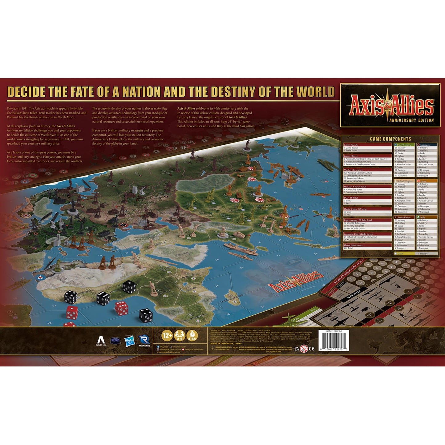 Renegade Game Studios Axis & Allies: Anniversary Edition - 2-6 Players - 40th Deluxe, 24"x46" Board, Over 600 Miniatures, Cardstock
