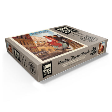 Mypuzzle Italy: Rome By Vespa, Vintage Poster - Premium 1000 Piece Jigsaw Puzzle For Adults