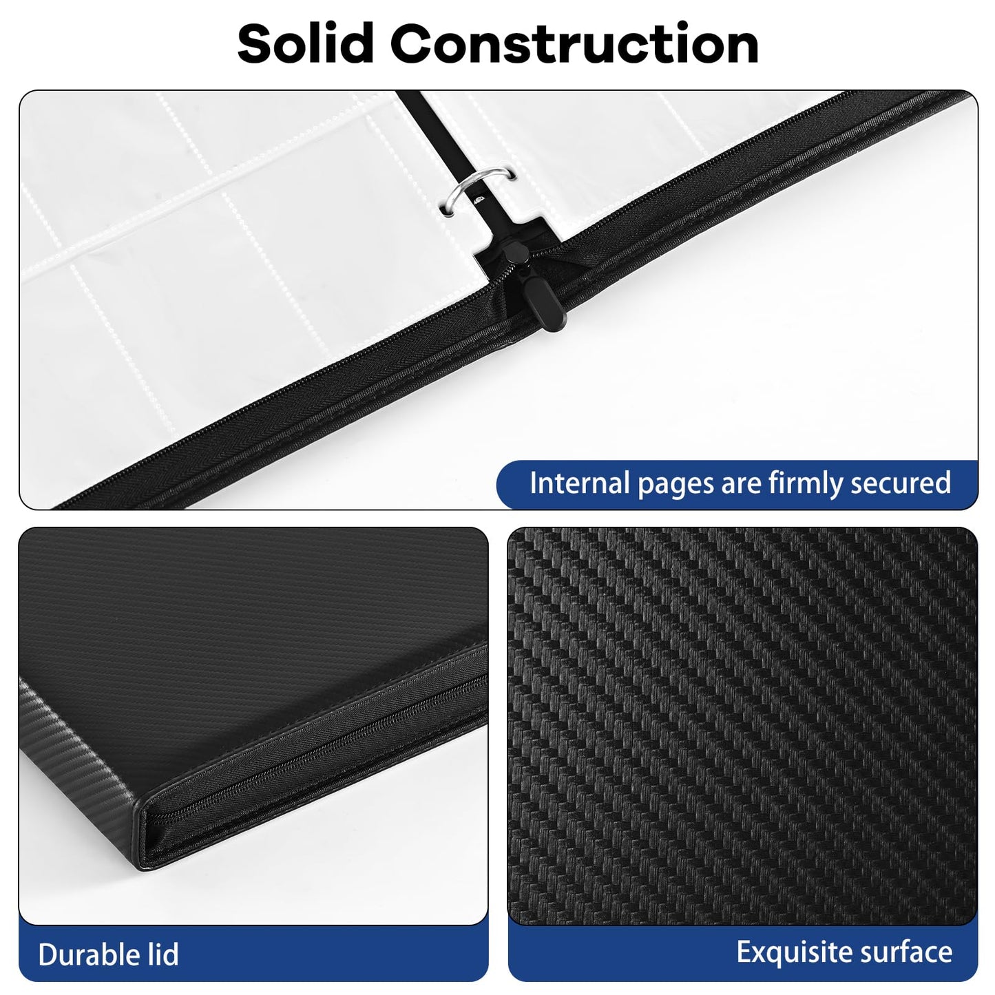 MAYGIBYE Card Binder 9 Pocket enhanced Zip Trading Card Binder 900 Double Sided Pocket PU Collection Binder Collector Album Card Folder for MTG  TCG  Sports Cards (Twill  9 Pocket)